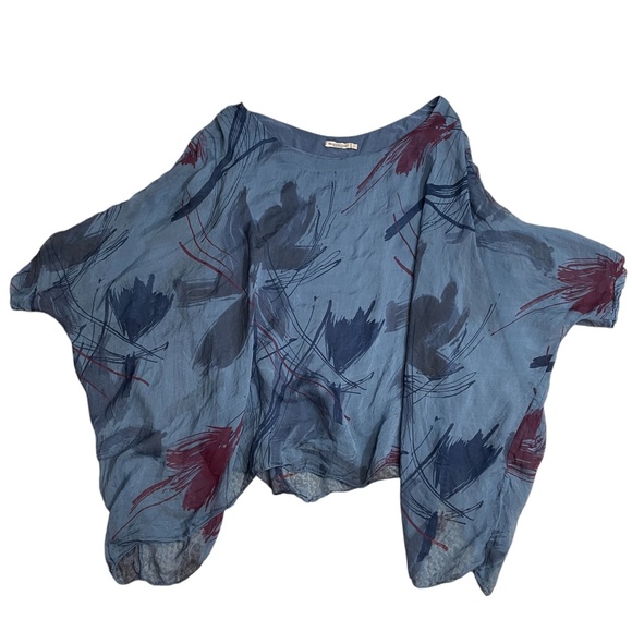 Marina Gigli Tops - Marina Gigli Italy Large Blue 100% Silk Lined Tank (small hole in collar)‎